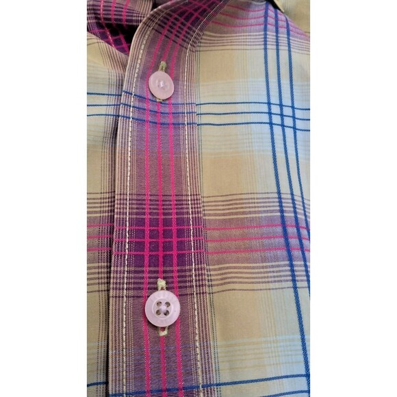 Alan Flusser Shirt Men's  2XL, Button Bold Multicolor Plaid Long Sleeve - Picture 2 of 6